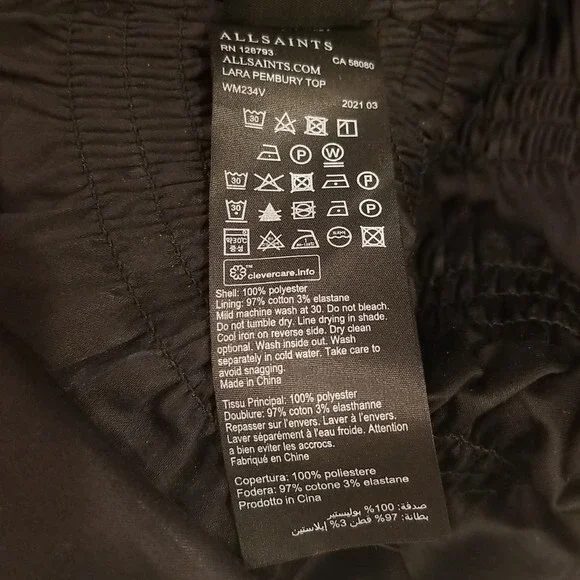 NWT All Saints Lara Smocked Off the Shoulder Top in Rainbow Pink, size 6 - Picture 7 of 10